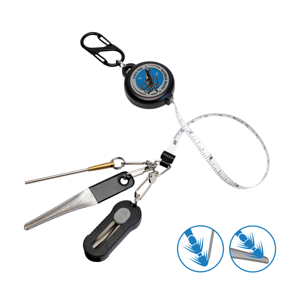 Fishing Line Cutter - 4in1 エギ釣りキット リトラクター 100cm テープメジャー ミニラインハサミ