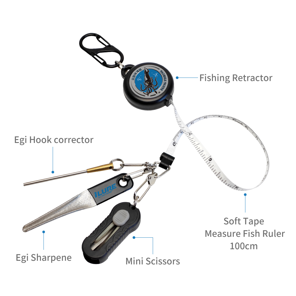 4in1 エギ釣りキット リトラクター 100cm テープメ - Fishing Line Cutter のレビューと価格